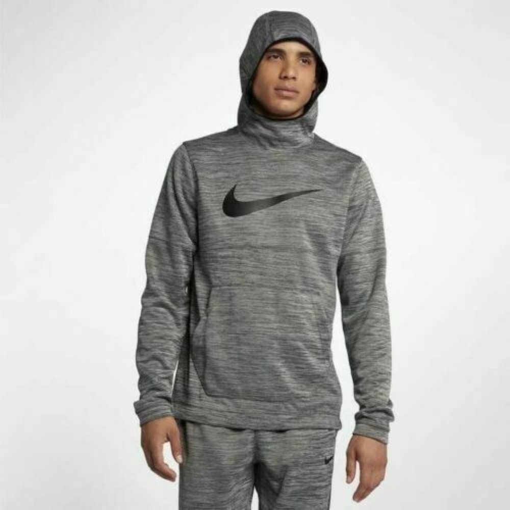 Nike Dri-Fit Spotlight Classic Hoodie Sweatshirt Medium Mens Gray Black Swoosh